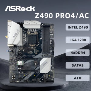 ASROCK Z490 PRO4/AC 마더보드는 LGA1200 i9-10900K i7-10700K i5-10400F i3-10100F CPU 인텔 Z490 칩셋 DDR4 PCIe3.