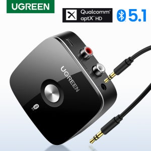 UGREEN 블루투스 5.1 무선 오디오 음악 3.5mm RCA aptX HD 저지연 음악 블루투스 5.0 사운드, 3.5mm 2RCA