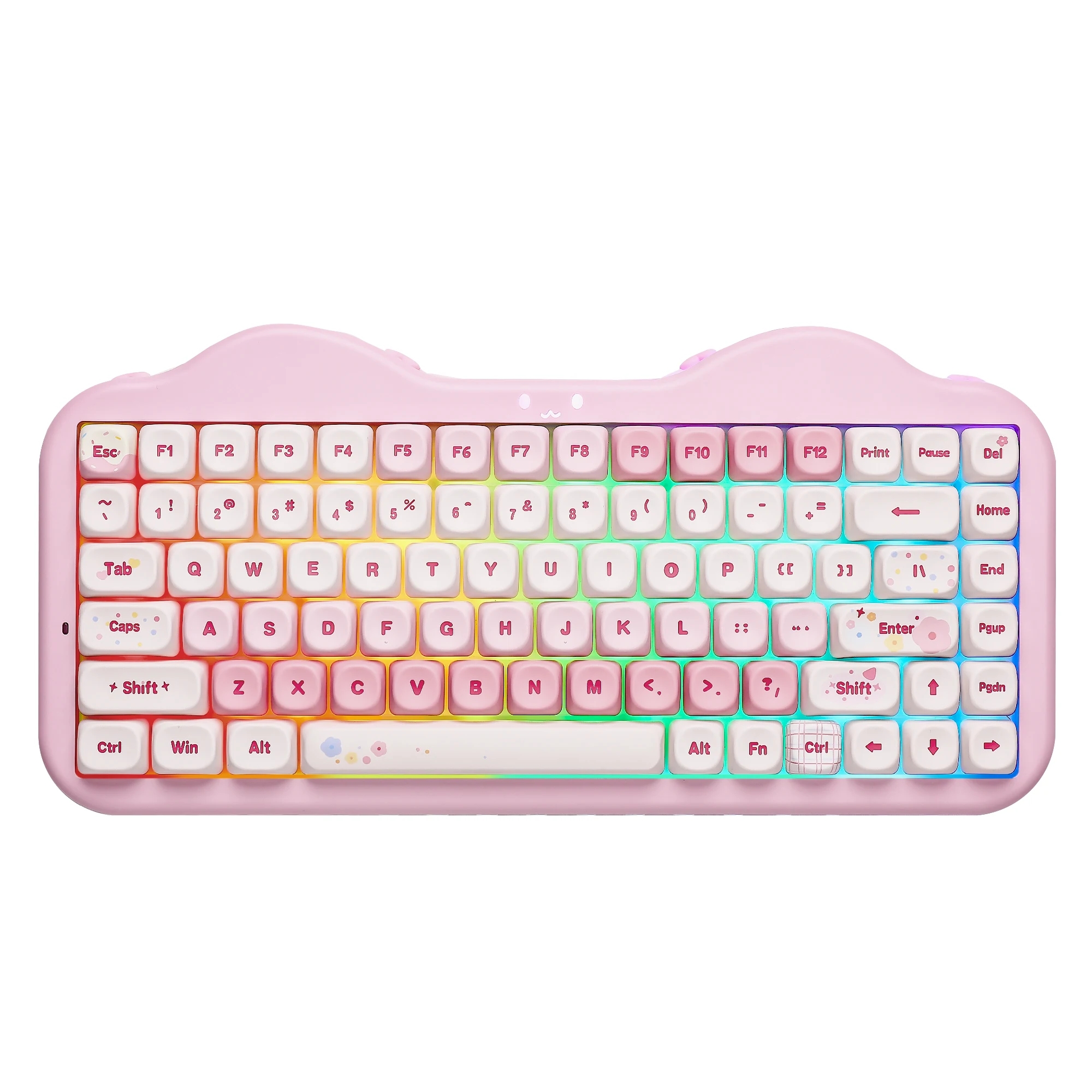 YUNZII C75 무선 기계식 키보드, 75% 크리미 핫스왑 커스텀 RGB 키보드, 가스켓 귀여운 케이크 디자인, 윈도우/맥/게이밍용 대표 이미지