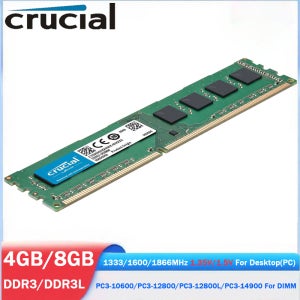 Crucial Memoria RAM DDR3 DDR3L 4GB 8GB 1600MHz 1333 1866MHz DIMM 메모리 1.35V 1.5V 240Pin PC3-10600 PC3