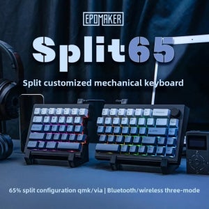 EPOMAKER Split65 맞춤형 기계식 키보드 세 가지 모드 PBT 키캡 풀키 핫스왑 가능 3000mAh 68키 QMK/VIA 노브