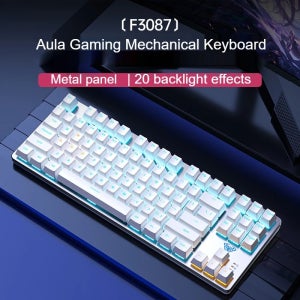 Aula F3087 유선 기계식 키보드 87 키 휴대용 게임용 키보드 전체 키 PC 노트북 사무실 전자 스포츠 용 펀치 Rgb 라이트 없음