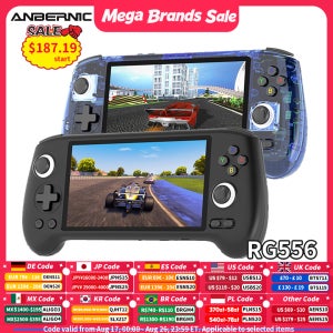 안베르닉 RG556 레트로 휴대용 게임 콘솔 안드로이드 13 시스템 5.48인치 AMOLED 스크린 T820 비디오 플레이어 내장 홀 트리거 팬