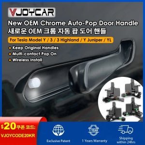 VJOYCAR 새로운 Y Juniper Model YL OEM 크롬 도어 핸들 자동 프레젠테이션 Tesla Model 3 Y 3 Highland Welcome Mode 다중 접촉 