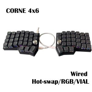Corne 4×6 레이아웃 2개의 손잡이 분할 인체공학 핫스왑 가능 MX 기계식 키보드 유선 남쪽 RGB VIAL 프로그래밍 가능