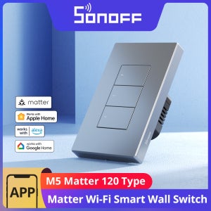 1/2/3갱 SONOFF M5-120 US Matter 스마트 WiFi 벽 스위치, 기계식 로컬 버튼, eWeLink, Alexa, Google Home을 통한 앱 및 음성 제어