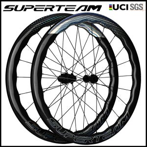 SUPERTEAM-디스크 브레이크 휠셋 700C 로드 카본 파이버 휠 50mm 튜브리스 클린처 자전거 휠 세트 HG/XDR 휠용 6Pawls 허브