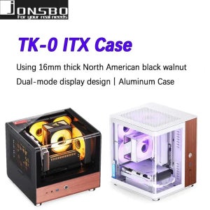 JONSBO TK-0 ITX 씨 뷰 룸 곡선 유리 케이스, 분할 구획 디자인, 북아메리카 호두 나무 장식, 소형 섀시