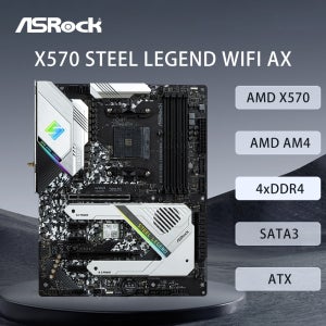 ASRock X570 STEEL LEGEND WIFI AX 마더보드 지원 5500 5600 5600X 5700X 5700x3D 5800x3D CPU 4xDDR4 128GB AMD 