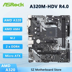 ASRock A320M-HDV R4.0 A320M 메인보드 AMD AM4 DDR4 32GB 지원 Ryzen 5 5600 5 PRO 1500 CPU Ultra M.2 USB 3.2 