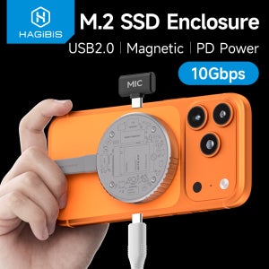 하기비스 마그네틱 M.2 2230 NVMe SSD 엔클로저 SSD 케이스 USB C 3.2 Gen2 to NVMe PCI-E 아이폰 16 프로 17 프로레스 맥세이프 맥북용