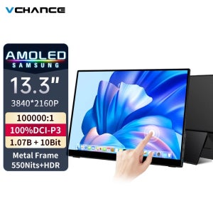 13.3 인치 4K OLED 휴대용 모니터(금속 프레임 터치 스크린 포함) 노트북 Xbox 스위치 PS5용 550Nit HDR 외부 게임 모니터