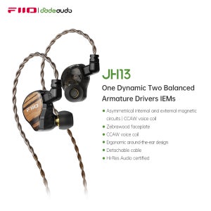 FiiO JH13 하이브리드 HiFi IEM – 1DD + 2BA 드라이버, 우드 페이스플레이트 및 탈착식 0.78mm 2핀 케이블이 포함된 오디오파일 이어폰