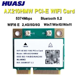 트라이 밴드 5374Mbps WiFi 6E 802.11ax/ac AX210HMW AX200HMW/AC7265 미니 PCI-E MU-MIMO 2x2 와이파이 모듈 윈도우10 데스크탑