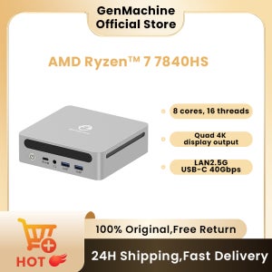 Genmachin AMD 7840HS 7940HS 미니 PC Windows 11 Ryzen DDR5 32GB 6400Mhz RAM M.2 2280 SSD WIFI6 BT5.2 Pc