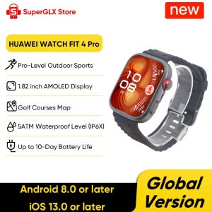 화웨이 워치 핏 4 프로 스마트워치 글로벌 버전 1.82인치 AMOLED 디스플레이 사파이어 글래스 심전도 센서 iOS & 안드로이드 호환 NFC