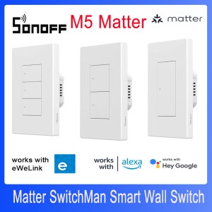 SONOFF M5 Matter SwitchMan 스위치 흰색 Wifi 스마트 벽 eWeLink Apple 홈 Alexa Goole 홈 어시스턴트 Smartthings와 함께 작동