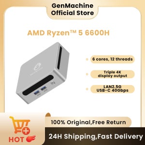 GenMachine Ryzen 6600H 6600U 6800H 미니 PC 3.2GHz-4.7GHz TDP 45W Windows 11 LPDDR5 16G 6400Mhz WIFI6 미