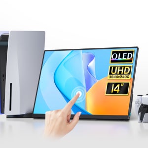 VCHANCE 14’’ Oled 휴대용 모니터 터치 스크린(슬리브 백 포함) Macbook 게임용 노트북용 500nits Office 여행용 디스플레이 익스텐더