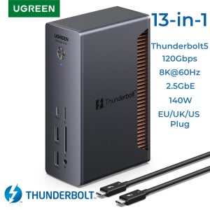 유그린 썬더볼트 5 도킹 스테이션 8K60Hz 120Gbps 2.5GbE RJ45 SD&TF 3.5mm 맥북 노트북 델 XPS 레이저 블레이드 18 USB-C 허브