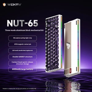 Weikav Nut65 알루미늄 기계식 게임용 키보드 키트 가스켓 구조 리프 스프링 FR4 플레이트 트라이 모드 6000mAh
