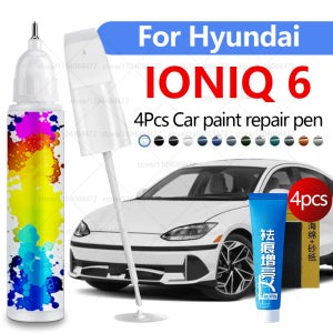 자동차 페인트 수리 펜 2022-2025 현대 IONIQ 6 페인트 스크래치 수리 액세서리 4PCS 실버 R9S 화이트 W6H 레드 R2P BlueNY9