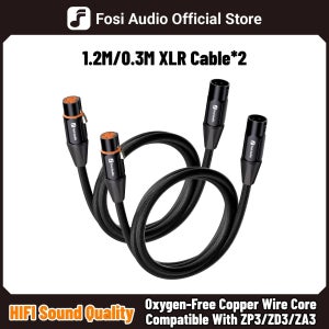 포시 오디오 0.3M/1.2M XLR 케이블 남성-여성 2팩 캐논 밸런스드 케이블 (ZA3 ZD3 ZP3 앰프 DAC 프리앰프 마이크용)