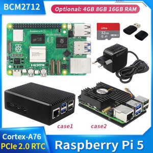 오리지널 라즈베리 파이 5 용 선풍기 전원 공급 장치 옵션 케이스, 비디오 코어 VII GPU, 4Kp60 PCIe 2.0 RTC, 4G, 8G RAM, BCM2712, 2.4GH