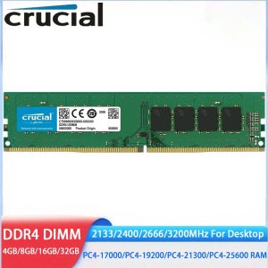 크루셜 메모리 RAM DDR4 8GB 4GB 32GB 16GB 3200MHz 2133 2400 2666MHz PC4-19200 21300 288핀 데스크탑 메모리 DIMM (인텔,