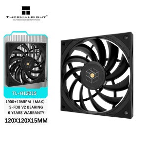 써멀라이트 TL-H12015 컴퓨터 케이스 냉각 선풍기, 3 상 6 극 모터, S-FDB V2 베어링, 흑백 색상, 120x120x15mm