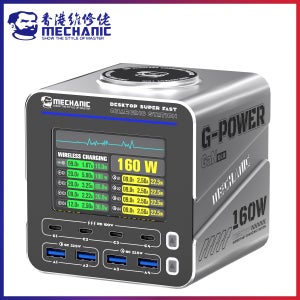 메카닉 G-파워 시리즈 115W/160W 데스크탑 초고속 충전 스테이션 타입-C USB 포트 15W PD QC3.0 GaN 무선 충전 지원