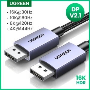 UGREEN 디스플레이 포트 케이블, 샤오미 TV 박스, PC 노트북 모니터, 게임 DP 케이블, 디스플레이 포트, 16K, DP2.1, 8K, 4K, 144Hz 비디오 오디오 케