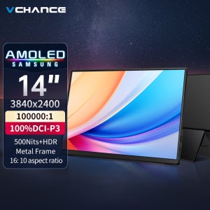 VCHANCE 14’’ 휴대용 OLED 모니터 3840x2400 16:10 500Nits HDR 메탈 프레임 PC, Xbox, Switch, PS5, Macbook용 여행용 디스플