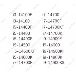i3 14100F i5 14400 14490F 14500 14600KF i7 14790F i9 14900K CPU
