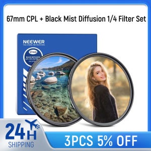 NEEWER 67mm CPL + 블랙 미스트 확산 1/4 필터 세트, 카메라 렌즈용 원형 편광 및 꿈꾸는 듯한 소프트 시네마틱 효과 필터