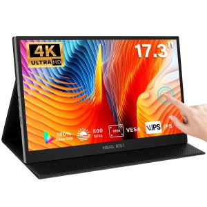 17.3인치 4K 휴대용 터치스크린 모니터, 500니트 100% AdobeRGB IPS HDR 여행용 디스플레이, USB, Type-C 및 HDMI, 듀얼 스피커, VESA