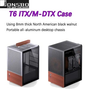 JONSBO T6 ITX 휴대폰 케이스, 알루미늄 합금 쉘, 북아메리카 블랙 월넛 원목, ITX 버전, 미니 사이즈, 3mm, 8mm