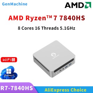 Genmachine AMD Ryzen 7 7840HS 미니 PC 8 코어 16 스레드 3.6-5.1GHz 75W Windows 11 LPDDR5 32G 6400Mhz WIFI6 B