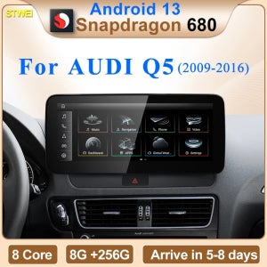 STWEI 퀄컴 스냅드래곤 680 6225 2.4GHz 무선 카플레이 안드로이드13 오토 아우디 Q5 차량용 멀티미디어 플레이어 비디오 GPS 블루투스