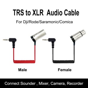캔폰 90도 엘보우 3.5mm TRS 스테레오 플러그 오디오 케이블 XLR 3핀 남성 어댑터 DJI 로데 사라모닉 코미카 마이크용