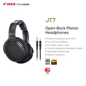 FiiO JT7 오버이어 평면형 마그네틱 오디오파일 헤드폰, 95x86mm 평면형 드라이버 디자인, 조절 가능한 헤드밴드, 4.4mm/3.5mm 케이블