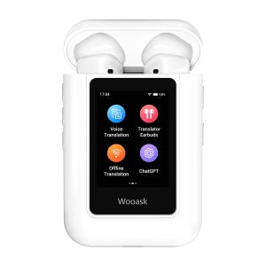 Wooask [A8] 번역기 이어버드, Chatgpt 강화 144개 언어 번역기 장치, 터치 스크린으로 독립 사용 APP 필요 없음