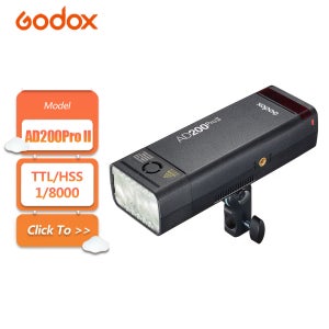 GODOX AD200Pro II TTL 200W 포켓 스트로브 플래시 HSS 1/8000초 원터치 무선 동기화 강화 컬러 스크린 (캐논, 소니, 니콘용)