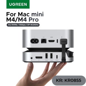 UGREEN Mac Mini 도킹 스테이션 USB 허브 Type-C-DP 4K240Hz M.2 NVMe SSD 슬롯 10Gbps USB-A 분배기 Mac Mini M4용 SD&TF