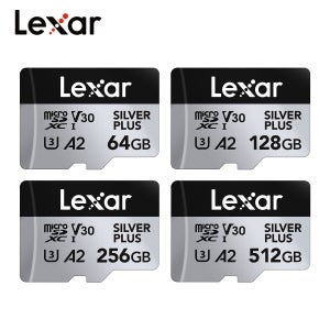 기존 Lexar Professional 마이크로 SD 카드 실버 플러스 MicroSDXC 256GB 128GB 64GB V30 A2 읽기 205 메가바이트/초 TF 카드 메모리 카