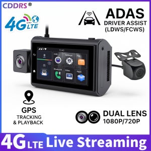 4G LTE 안드로이드 대시 캠 전면 및 후면 GPS 추적 3인치 터치 스크린 1080P 나이트 비전 주차 모니터, 루프 녹화