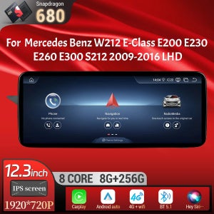 12.3인치 LHD 메르세데스 벤츠 W212 E-클래스 E200 E230 E260 E300 S212 2009-2016 안드로이드 13 BT 카플레이 스냅드래곤 680 스크린 카 라