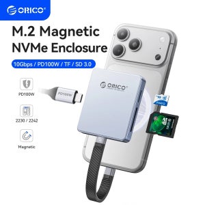 ORICO 마그네틱 M.2 2230/2242 iPhone 4K ProRes 녹화용 NVMe SSD 인클로저 SD/TF 3.0 카드 리더기 PD100W 충전 포트 포함