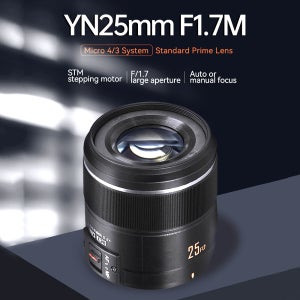 용누오 YN25mm F1.7M 마이크로 4/3 25mm F1.7 대구경 AF/MF STM 자동 초점 표준 단렌즈 (파나소닉 올림푸스 M43 카메라용)