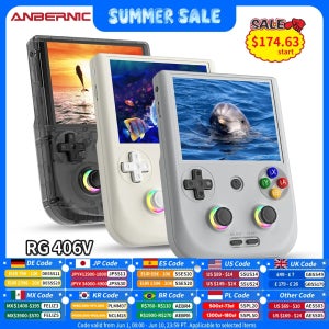 안베르닉 RG 406V 휴대용 게임 콘솔 4인치 IPS 멀티 터치 스크린 안드로이드13 RG406V 레트로 비디오 게임 1080p DP FOTA 업데이트 지원